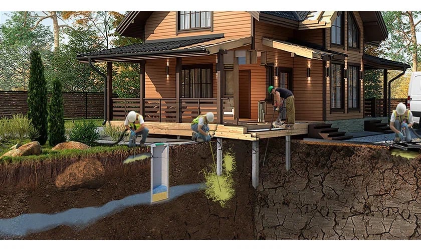 Подъём и стабилизация бетонных конструкций методом композитно-геополимерного инъектирования